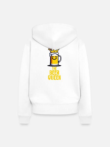 Die Bierkönigin - Frauen Premium Bio Zip Hoodie - Weiß