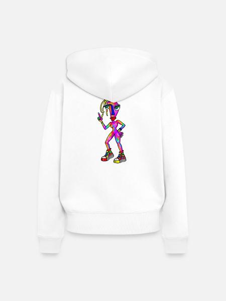 Farbenfrohe Neonfigur im Graffiti-Stil - Frauen Premium Bio Zip Hoodie - Weiß