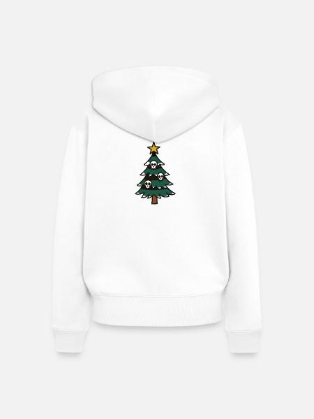 Düsterer Weihnachtsbaum mit Totenköpfen - Frauen Premium Bio Zip Hoodie - Weiß