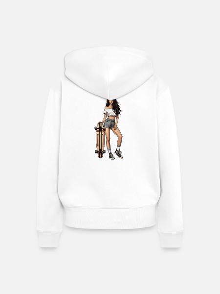 Longboard - Frauen Premium Bio Zip Hoodie - Weiß