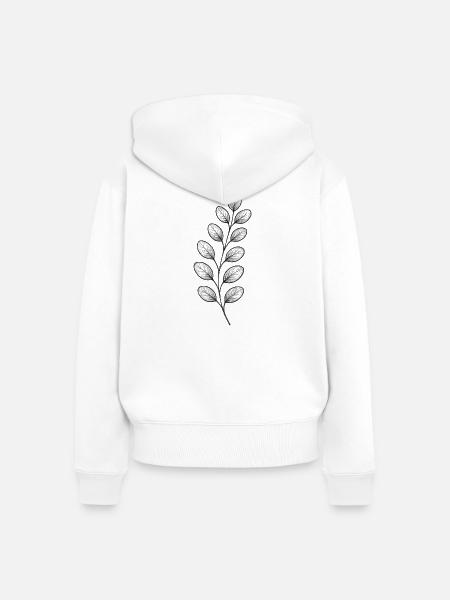 Graphitischer Blattzweig – Monochrom - Frauen Premium Bio Zip Hoodie - Weiß