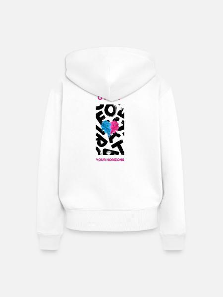 Open your Horizon - Frauen Premium Bio Zip Hoodie - Weiß