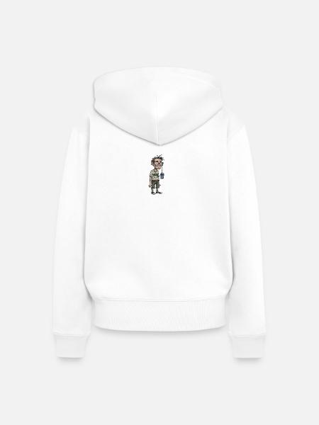 Verlorener Nerd - Frauen Premium Bio Zip Hoodie - Weiß