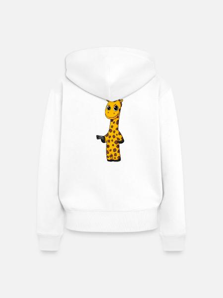 Giraffe mit Pistole - Frauen Premium Bio Zip Hoodie - Weiß