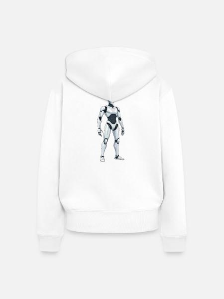 Weißer SciFi-Kampfroboter - Frauen Premium Bio Zip Hoodie - Weiß