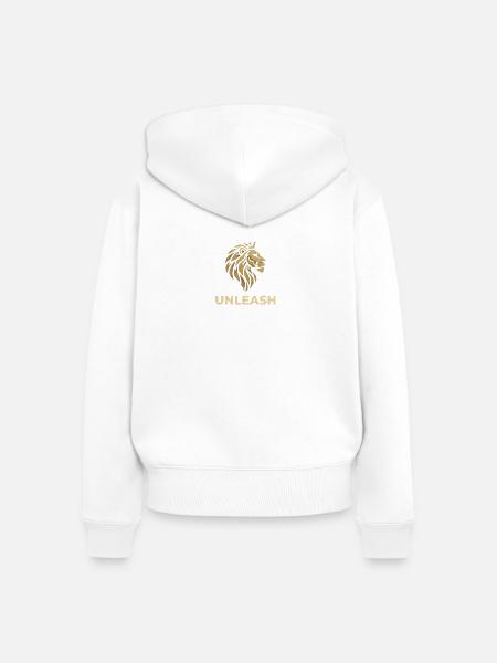 Goldener Löwe Unleash - Frauen Premium Bio Zip Hoodie - Weiß