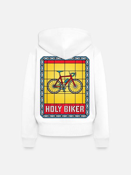 Fahrrad-Buntglasfenster - Frauen Premium Bio Zip Hoodie - Weiß