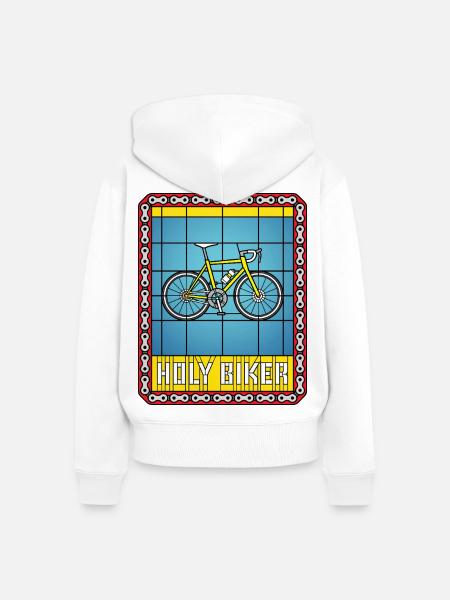 Fahrrad-Buntglasfenster - Frauen Premium Bio Zip Hoodie - Weiß