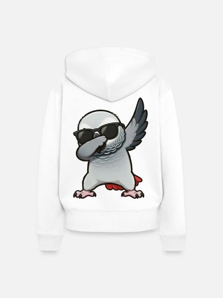 Dabbing Graupapagei - Frauen Premium Bio Zip Hoodie - Weiß