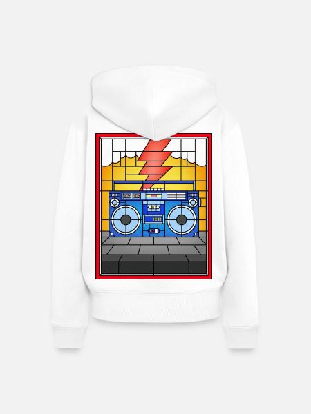 Buntglas-Boombox-Illustration - Frauen Premium Bio Zip Hoodie - Weiß
