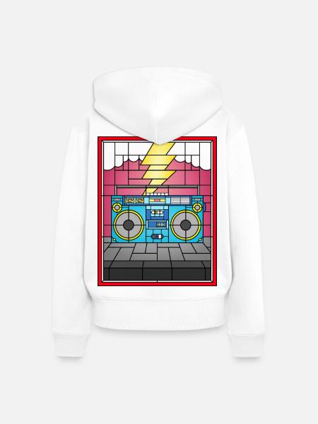 Buntglas-Boombox-Illustration - Frauen Premium Bio Zip Hoodie - Weiß