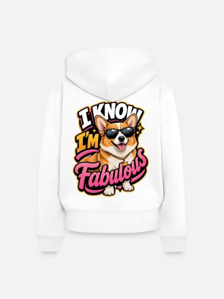 Pembrokenwelshcorgi - Frauen Premium Bio Zip Hoodie - Weiß