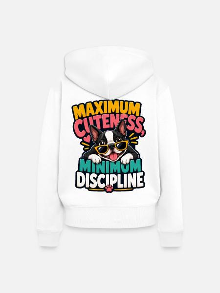 Boston Terrier - Frauen Premium Bio Zip Hoodie - Weiß