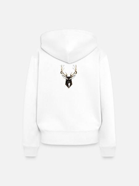 Minimalistischer Hirsch - Frauen Premium Bio Zip Hoodie - Weiß