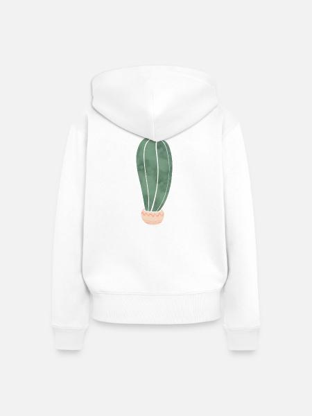 Kaktus im Blumentopf - lang 2 - Frauen Premium Bio Zip Hoodie - Weiß
