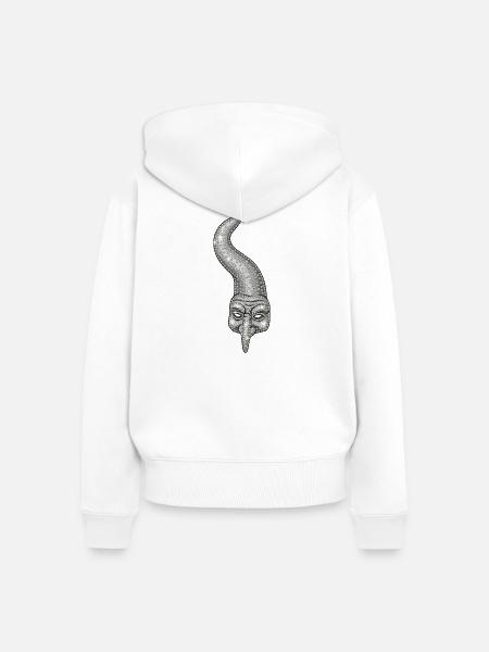 Neapolitanisches Horn mit Strasssteinen - Frauen Premium Bio Zip Hoodie - Weiß