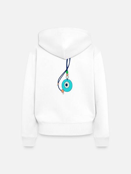 Nazar-Amulett böse Blicke - Frauen Premium Bio Zip Hoodie - Weiß