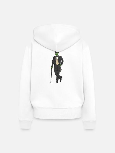 Alien im Anzug - Frauen Premium Bio Zip Hoodie - Weiß
