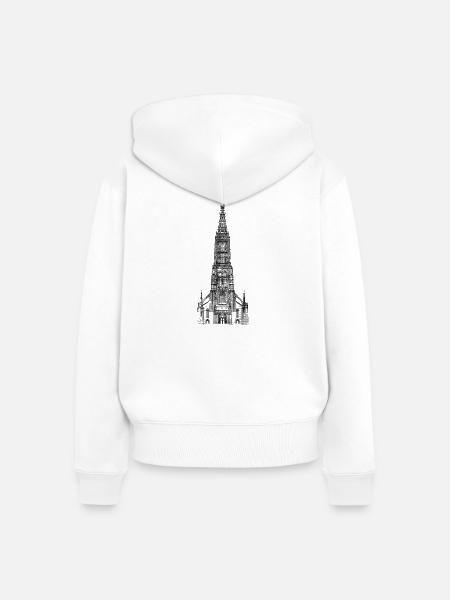 Ulmer Münster Turm - Frauen Premium Bio Zip Hoodie - Weiß