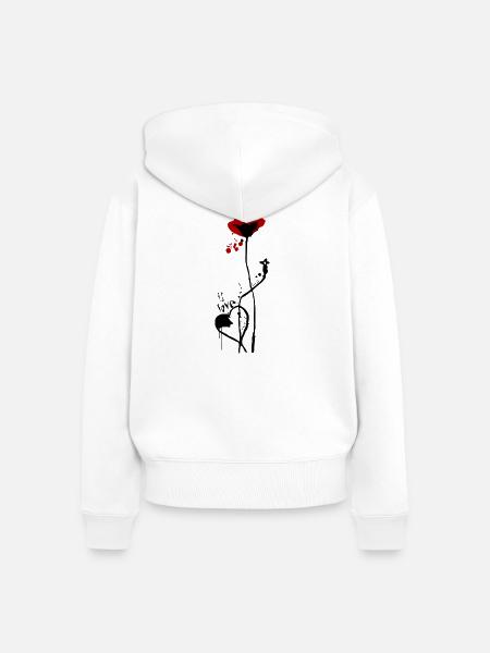 Es ist Liebe.. mit Mohn-Design - Frauen Premium Bio Zip Hoodie - Weiß