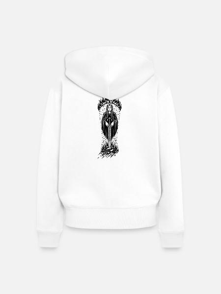 Hervör fordert das Schwert - Frauen Premium Bio Zip Hoodie - Weiß