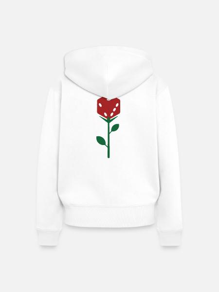 Dice Rose Bloom Botanische Illustration - Frauen Premium Bio Zip Hoodie - Weiß
