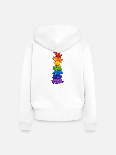 Regenbogen-qualle Pride Kawaii Niedlich Lgbtq - Frauen Premium Bio Zip Hoodie - Weiß