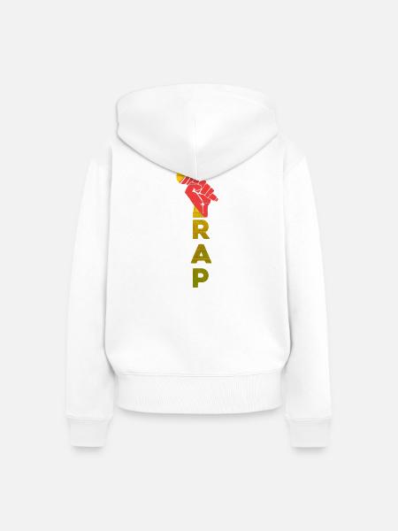 RAP Faustmikrofon-Emblem - Frauen Premium Bio Zip Hoodie - Weiß