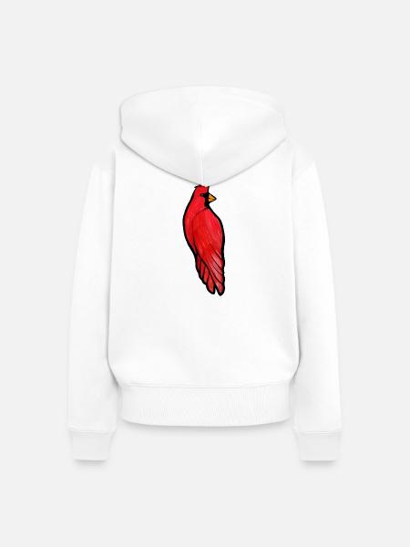Crimson Cardinal auf Schwarz - Frauen Premium Bio Zip Hoodie - Weiß