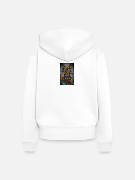 Oktober-fest Katzenbier - Frauen Premium Bio Zip Hoodie - Weiß