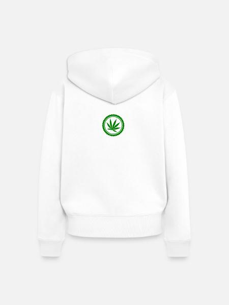 Weedstempel - Frauen Premium Bio Zip Hoodie - Weiß