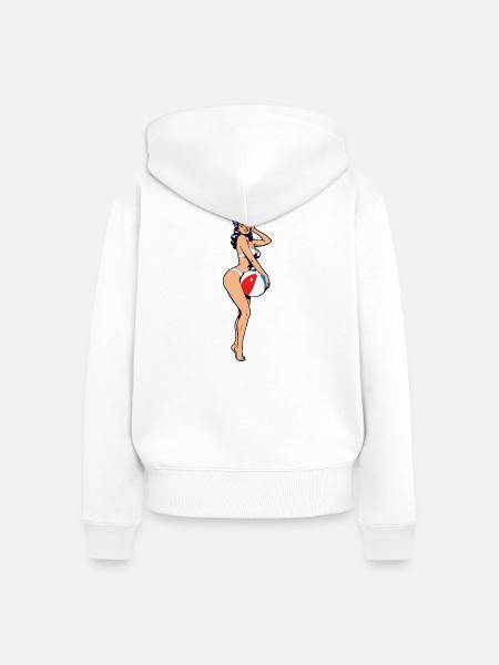 Pin-up-Strandball-Druck - Frauen Premium Bio Zip Hoodie - Weiß