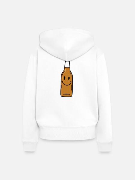 Lächelnde Bierflasche Cartoon - Frauen Premium Bio Zip Hoodie - Weiß