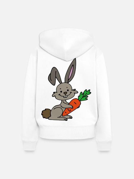 Hase mit Karotte - Frauen Premium Bio Zip Hoodie - Weiß