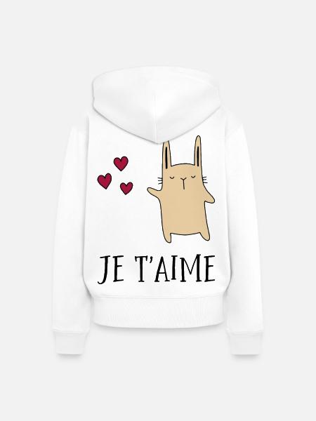 je t‘aime - Frauen Premium Bio Zip Hoodie - Weiß