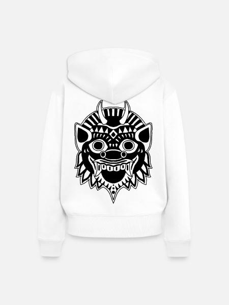 Drache oder Dämon? - Frauen Premium Bio Zip Hoodie - Weiß