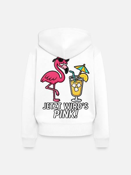 Jetzt wird's pink! - Frauen Premium Bio Zip Hoodie - Weiß
