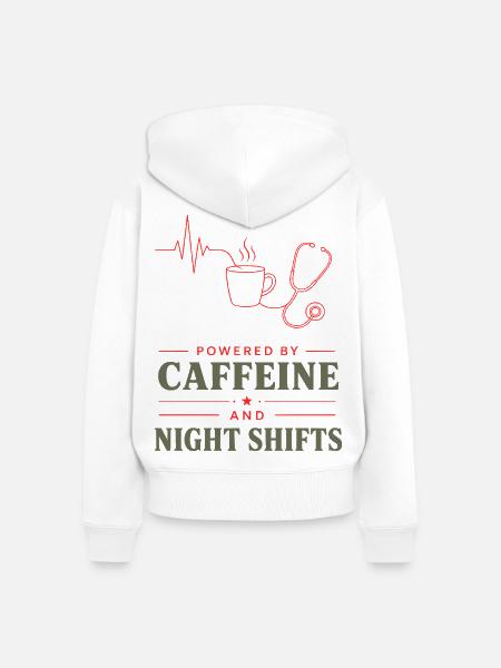 KaffeeKraft Nachtschicht - Frauen Premium Bio Zip Hoodie - Weiß