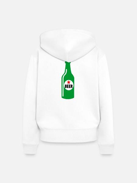 Grüne Flasche Bier - Frauen Premium Bio Zip Hoodie - Weiß