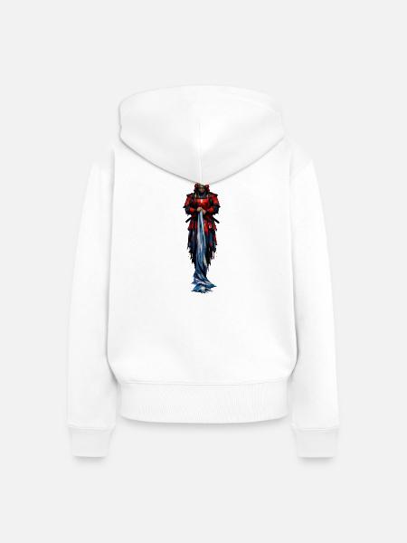 Roter Krieger Samurai Mantel - Frauen Premium Bio Zip Hoodie - Weiß