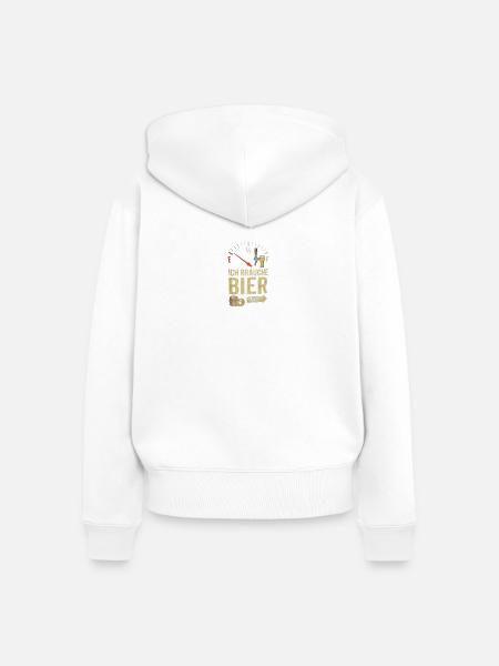 Ich brauche Bier – Zur nächsten Kneipe - Frauen Premium Bio Zip Hoodie - Weiß
