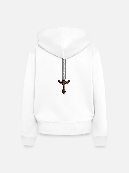 Schwert-Pixelkunst im Retro-Stil 8-Bit-Stil - Frauen Premium Bio Zip Hoodie - Weiß