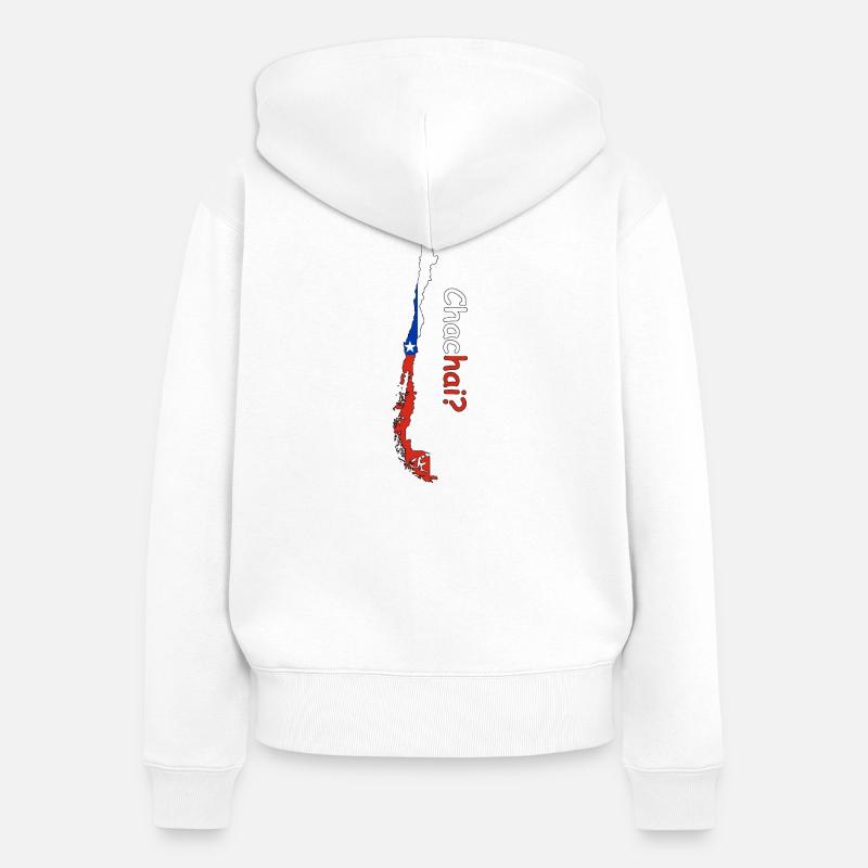 Drapeau Chili Silhouette - Sweat à capuche zippé Premium bio Femme - blanc