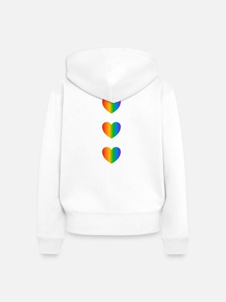Rainbow Hearts LGBT-Stolz - Frauen Premium Bio Zip Hoodie - Weiß