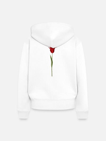 Abstrakte Tulpenblüte in Rot - Frauen Premium Bio Zip Hoodie - Weiß