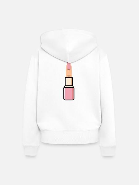 Fingerlipstick Rose - Frauen Premium Bio Zip Hoodie - Weiß