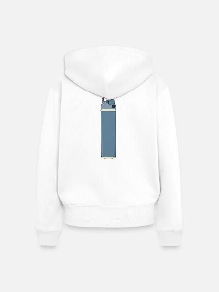 Blue Hydration Water Bottle Gym - Frauen Premium Bio Zip Hoodie - Weiß