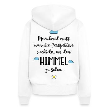 Positive Sprüche - Frauen Premium Bio Zip Hoodie - Weiß - Hinten - AI Model Female 172 light (172cm)