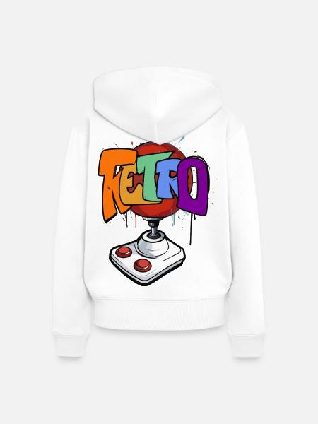 Retro Gaming Neon Design - Frauen Premium Bio Zip Hoodie - Weiß