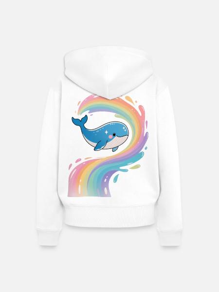 🐳 Regenbogenwal - Magisch - Frauen Premium Bio Zip Hoodie - Weiß